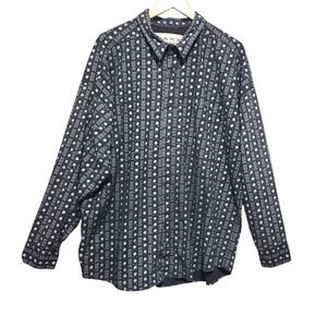 VTG Maxx Mens Grunge Indie Button Up Shirt XL Black Geometric 90s Made In USA